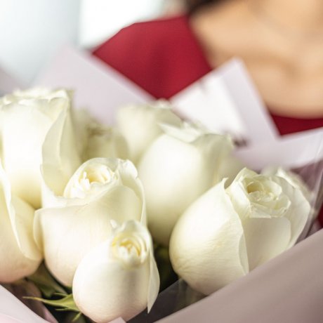 51 белая голландская роза 60 см  "Нежная любовь"