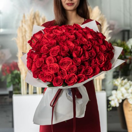 Букет из 101 голландской красной розы 50 см