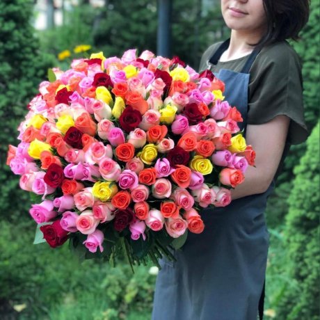 201 разноцветная роза 60 см
