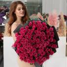 Букет из 101 розовой розы 80 см